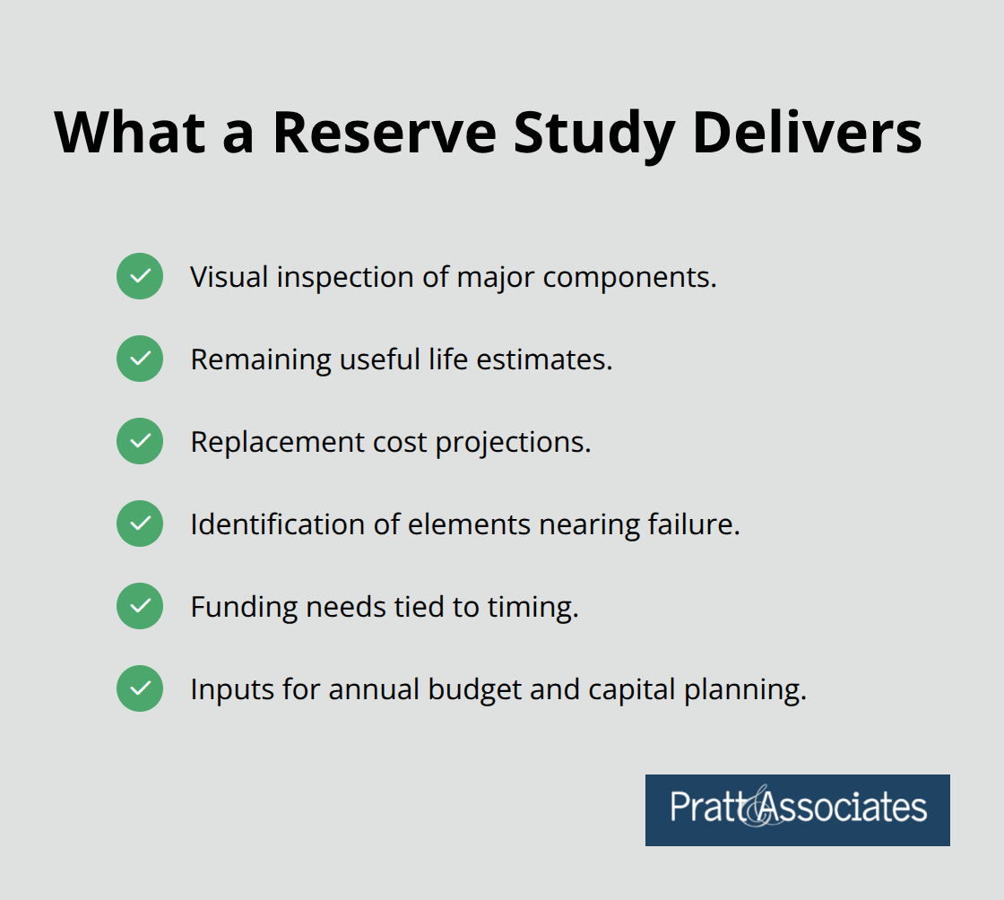 Key outputs of an HOA reserve study for Santa Clara County associations - common areas