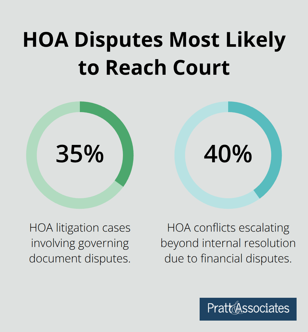 Share of HOA conflict types that commonly proceed beyond internal resolution - dispute escalation
