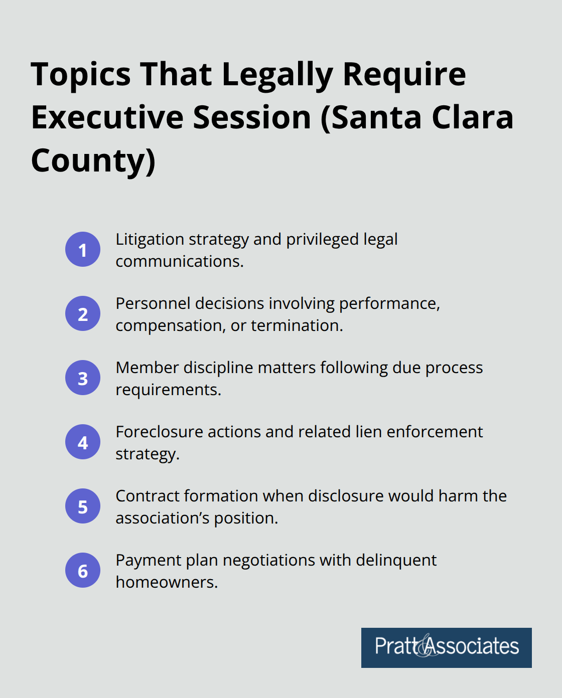 List of California HOA executive session topics allowed under the Davis-Stirling Act - hoa meetings