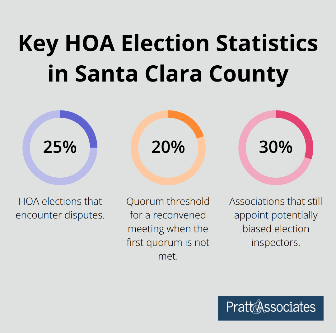 Percentages highlighting disputes, quorum, and inspector bias