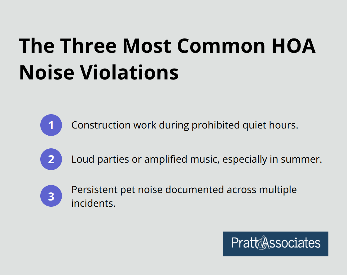 Compact list of top HOA noise violations in Santa Clara County - noise ordinances